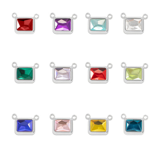 Stainless Steel Emerald Birthstone Connector Charm
