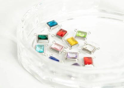 Stainless Steel Emerald Birthstone Connector Charm