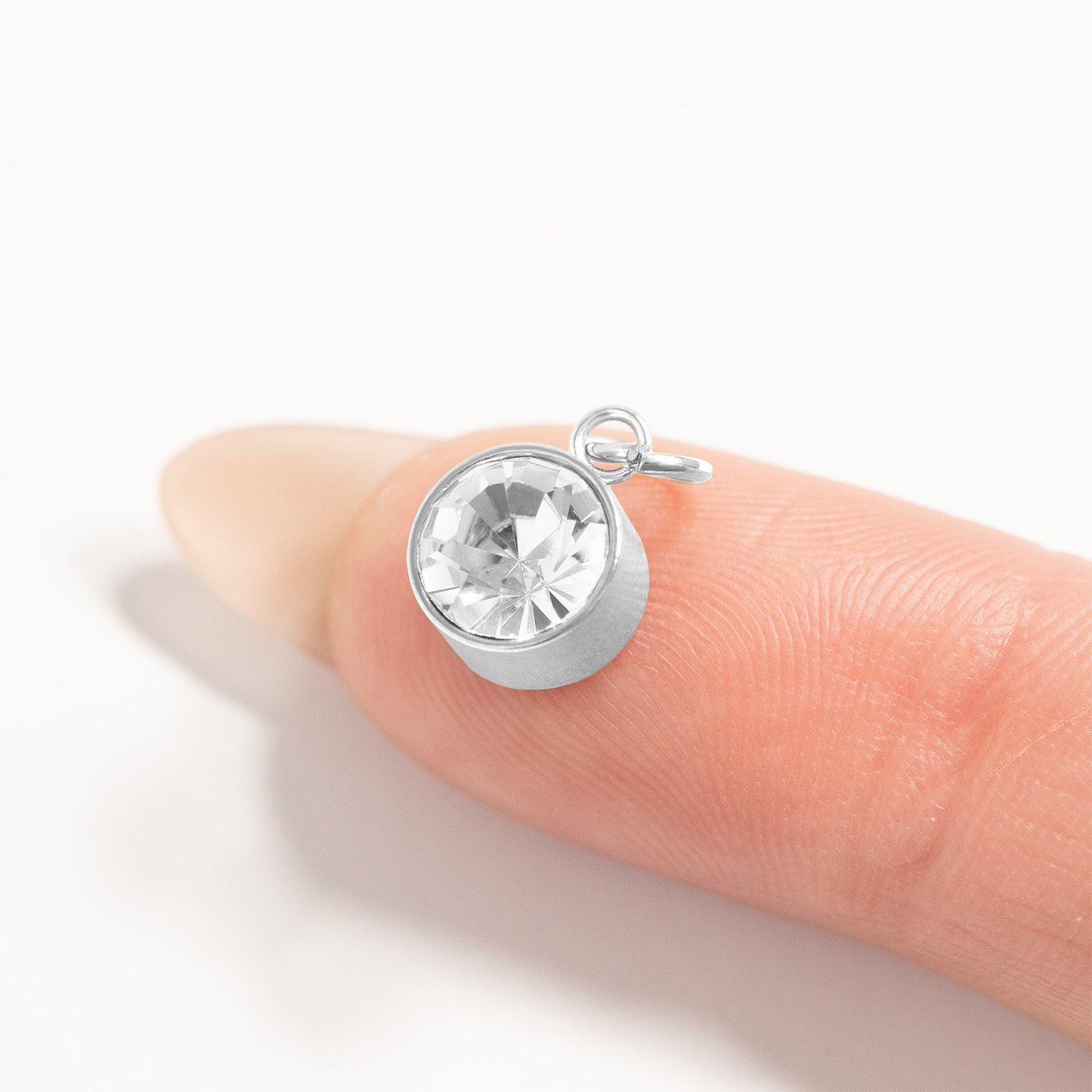 Stainless Steel Round Birthstone Charm 8mm