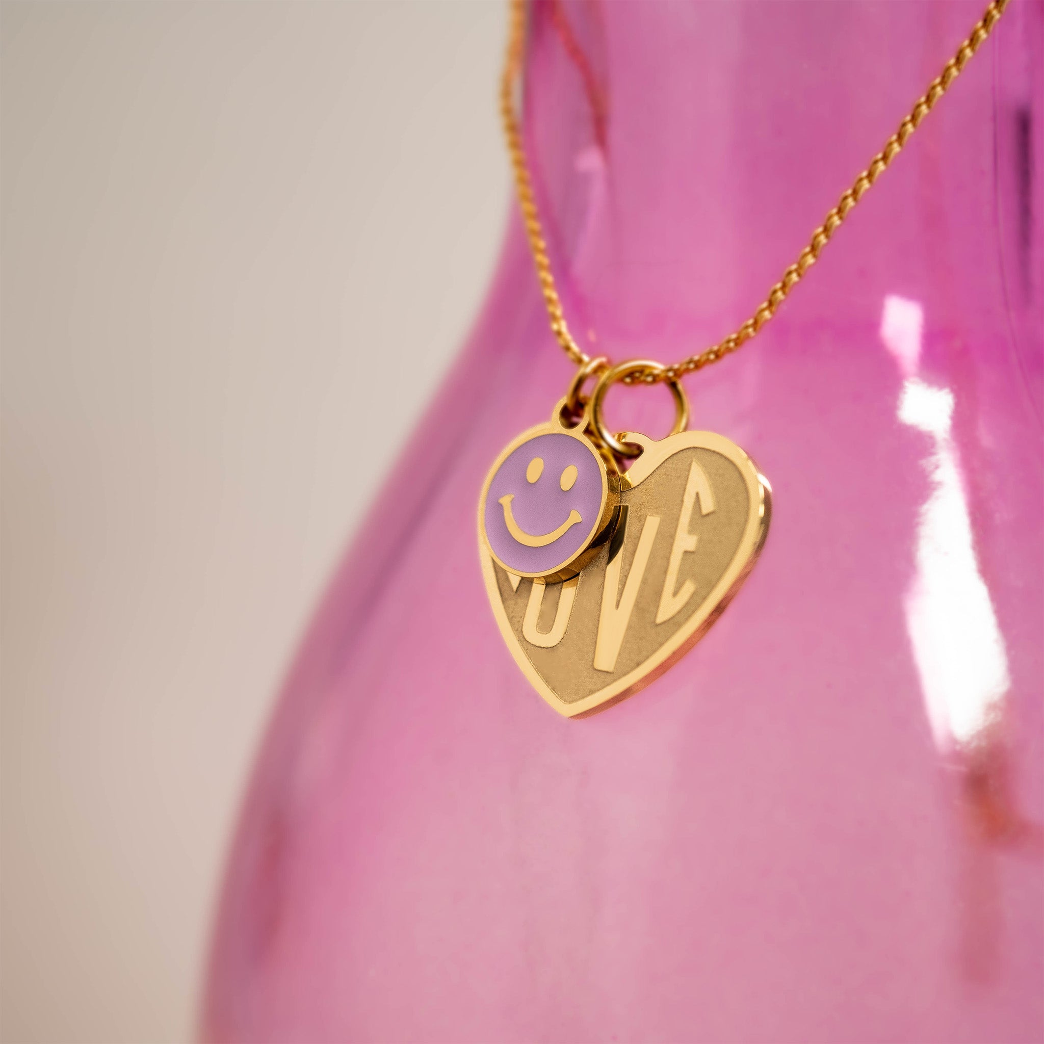 18K Gold PVD Stainless Steel "Love" Heart Charm