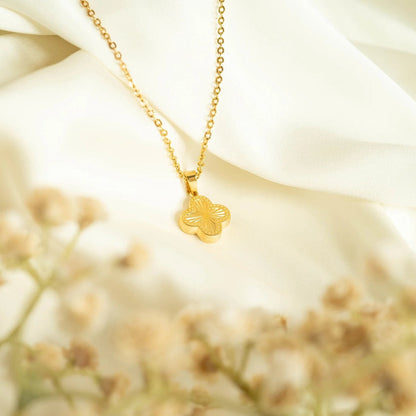18K Gold PVD Stainless Steel Lucky Clover Charm Sunburst