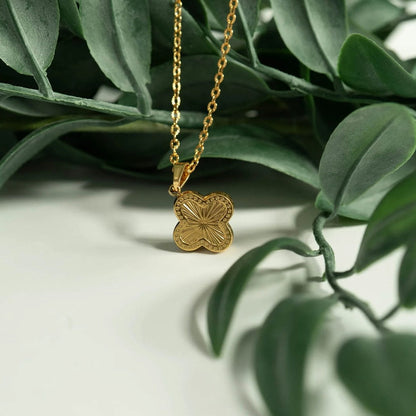18K Gold PVD Stainless Steel Lucky Clover Charm Sunburst