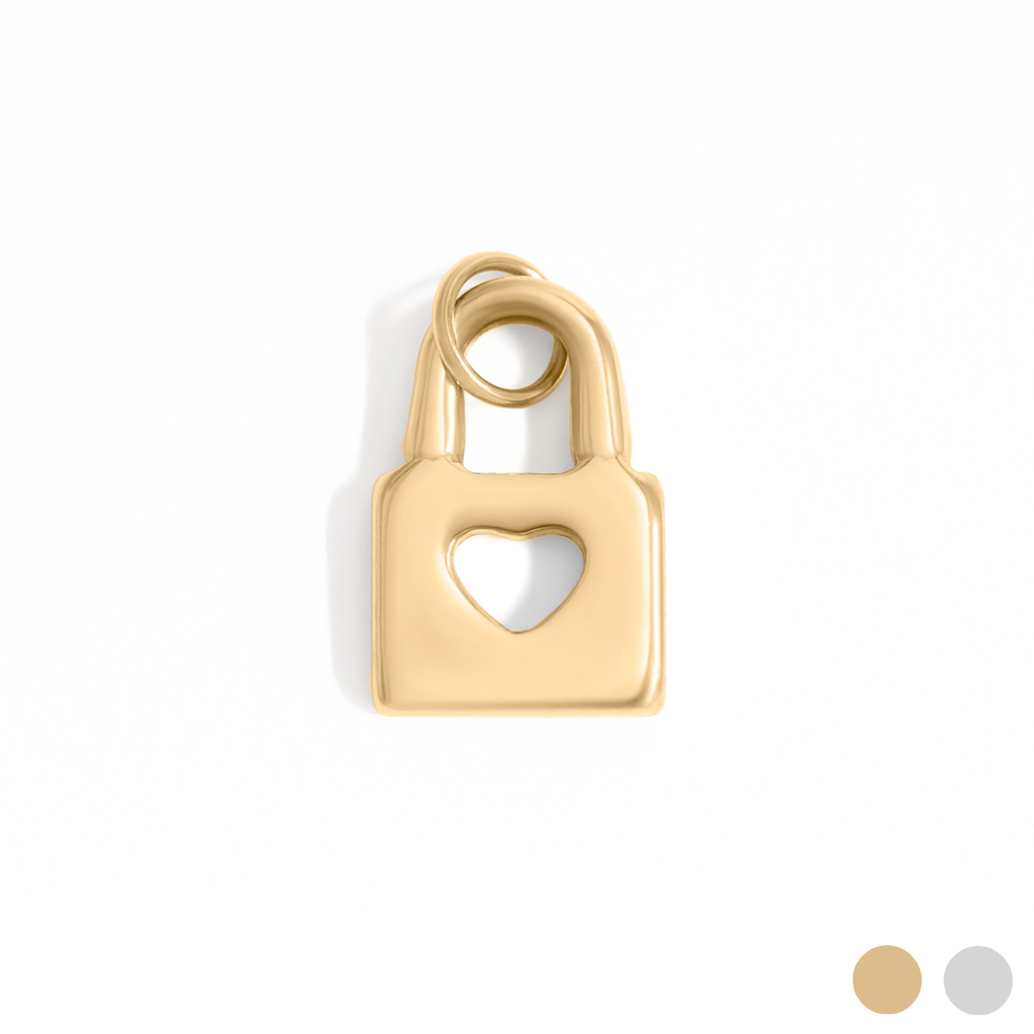 18K Gold PVD Stainless Steel Padlock with Heart Charm