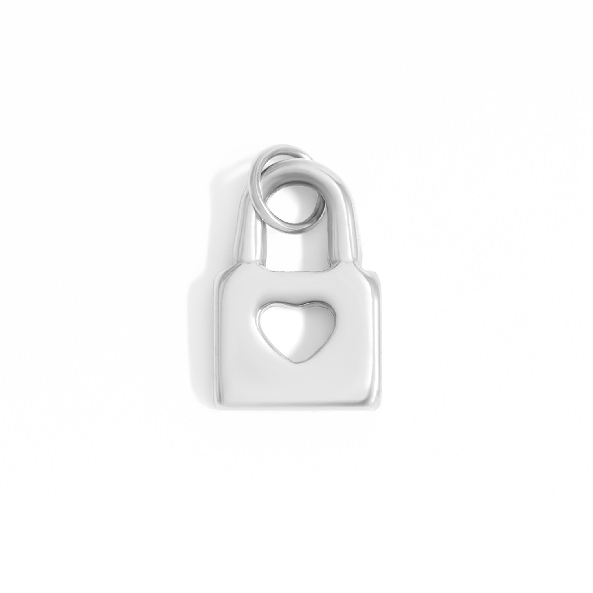 18K Gold PVD Stainless Steel Padlock with Heart Charm