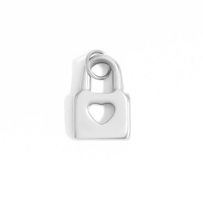 18K Gold PVD Stainless Steel Padlock with Heart Charm