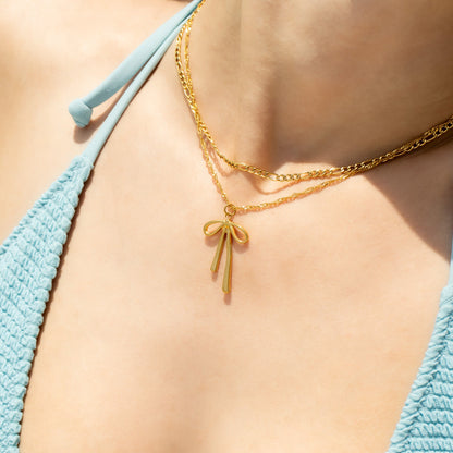18K Gold PVD Stainless Steel Long Bow Charm