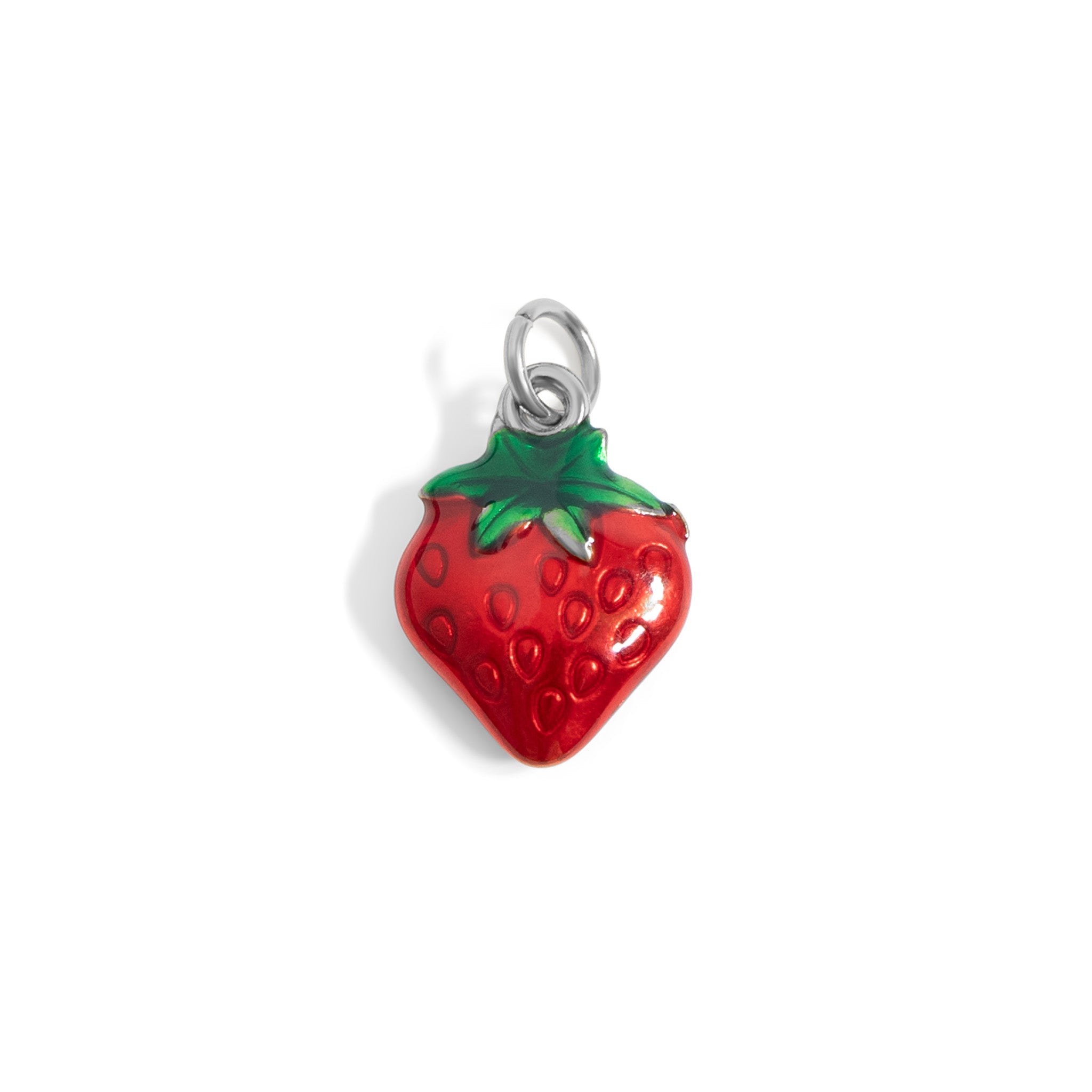 18K Gold PVD Stainless Steel Epoxy Strawberry Charm