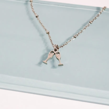 18K Gold PVD Stainless Steel Champagne Cheers Charm