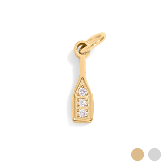 18K Gold PVD Stainless Steel Champagne Bottle Charm