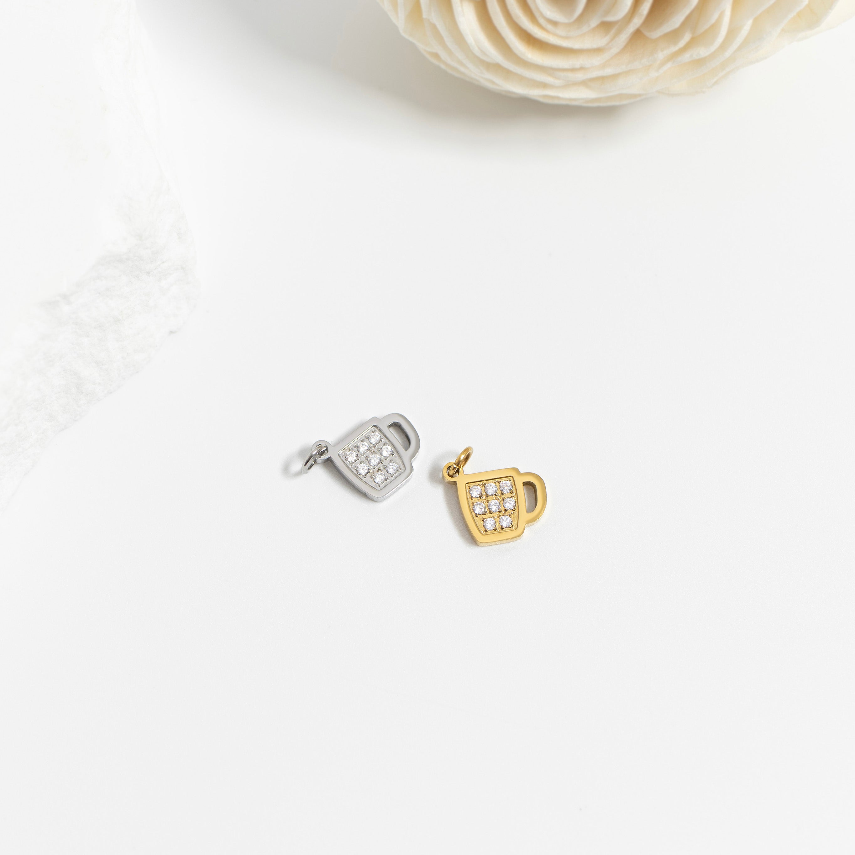 18K Gold PVD Stainless Steel Coffee Cup Charm
