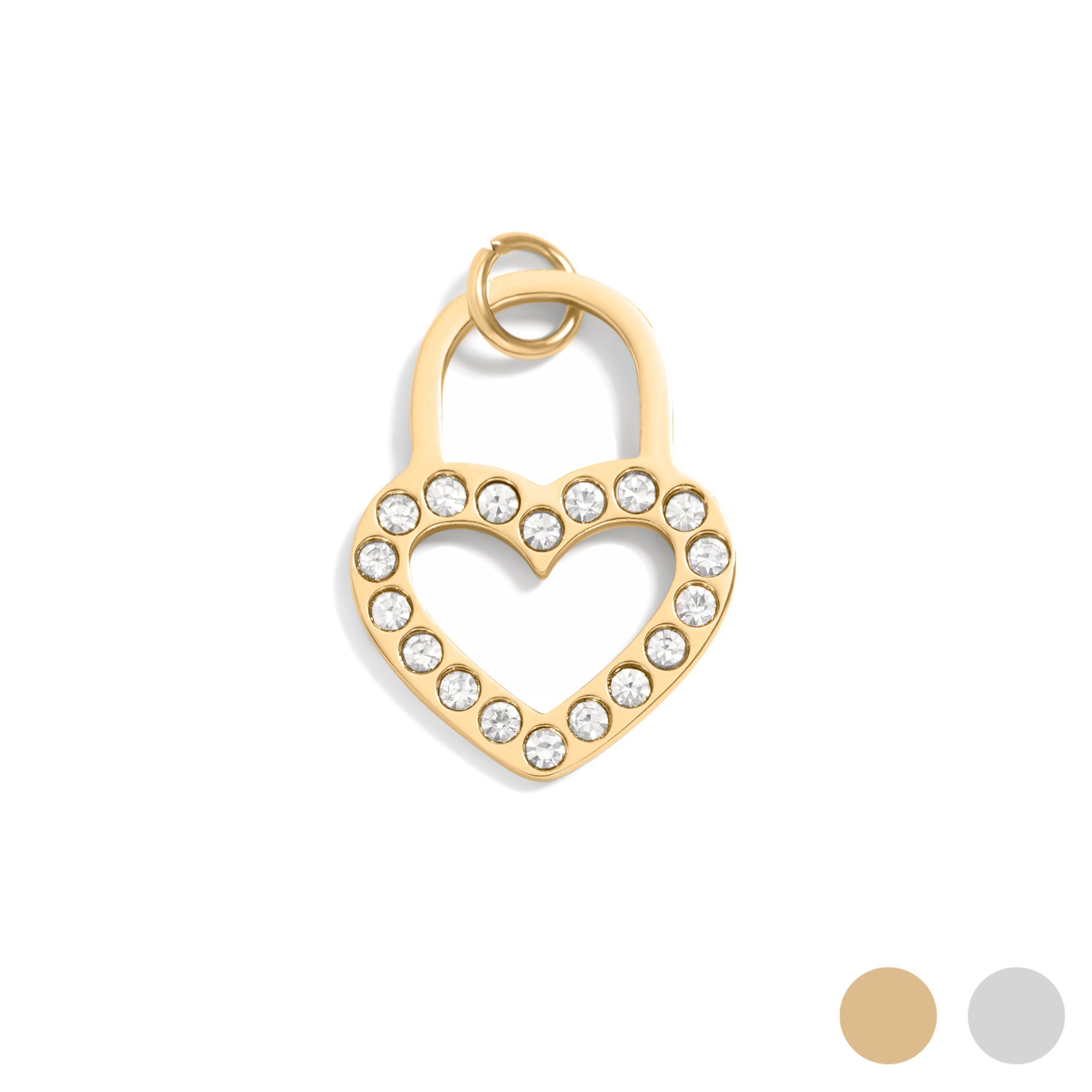 18K Gold PVD Stainless Steel Stone Heart Padlock
