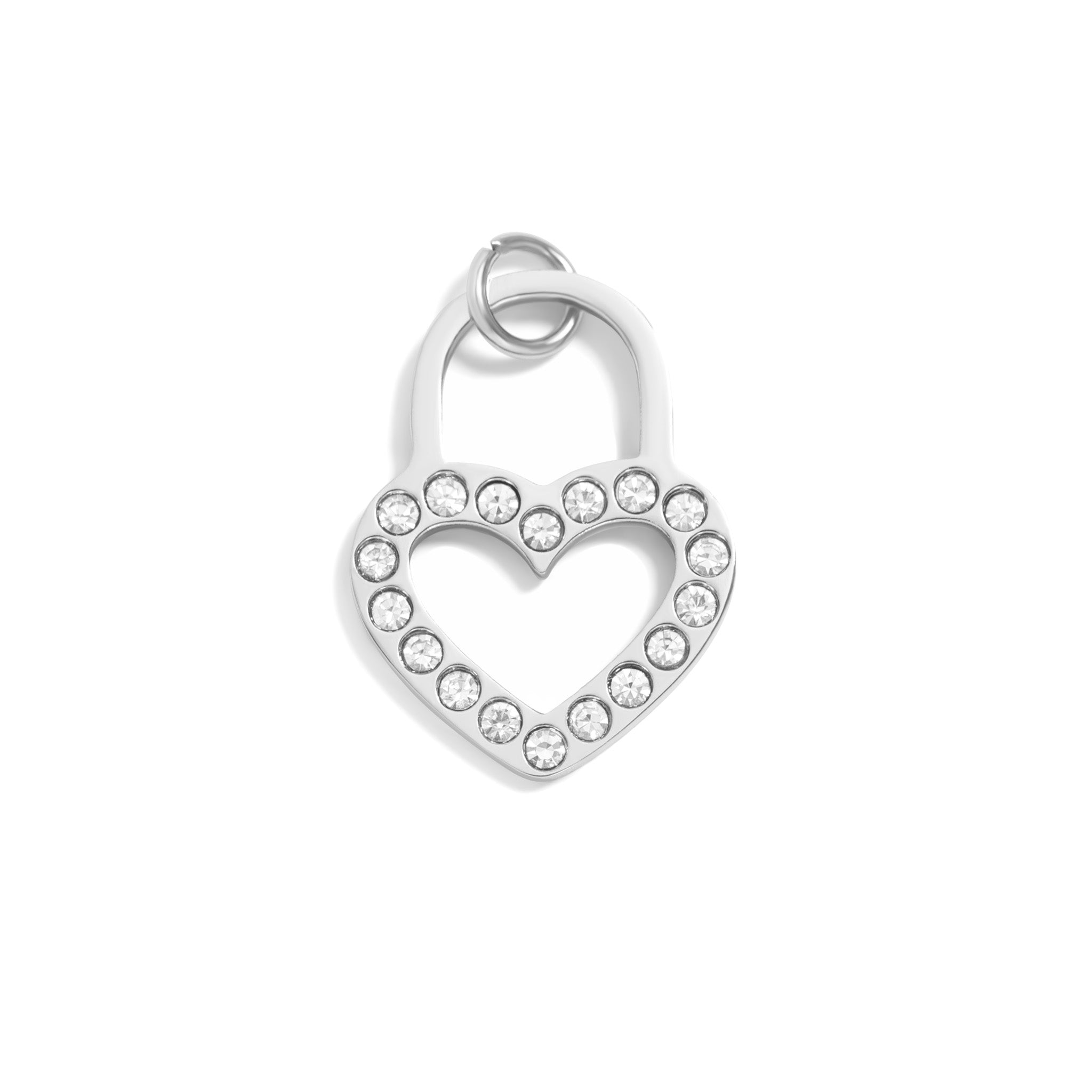 18K Gold PVD Stainless Steel Stone Heart Padlock