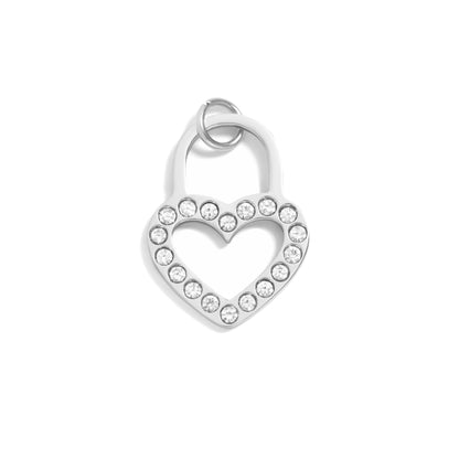 18K Gold PVD Stainless Steel Stone Heart Padlock