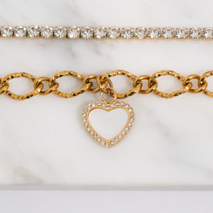 18K Gold PVD CZ Stone Tennis Chain Bracelet