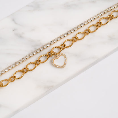 18K Gold PVD CZ Stone Tennis Chain Bracelet