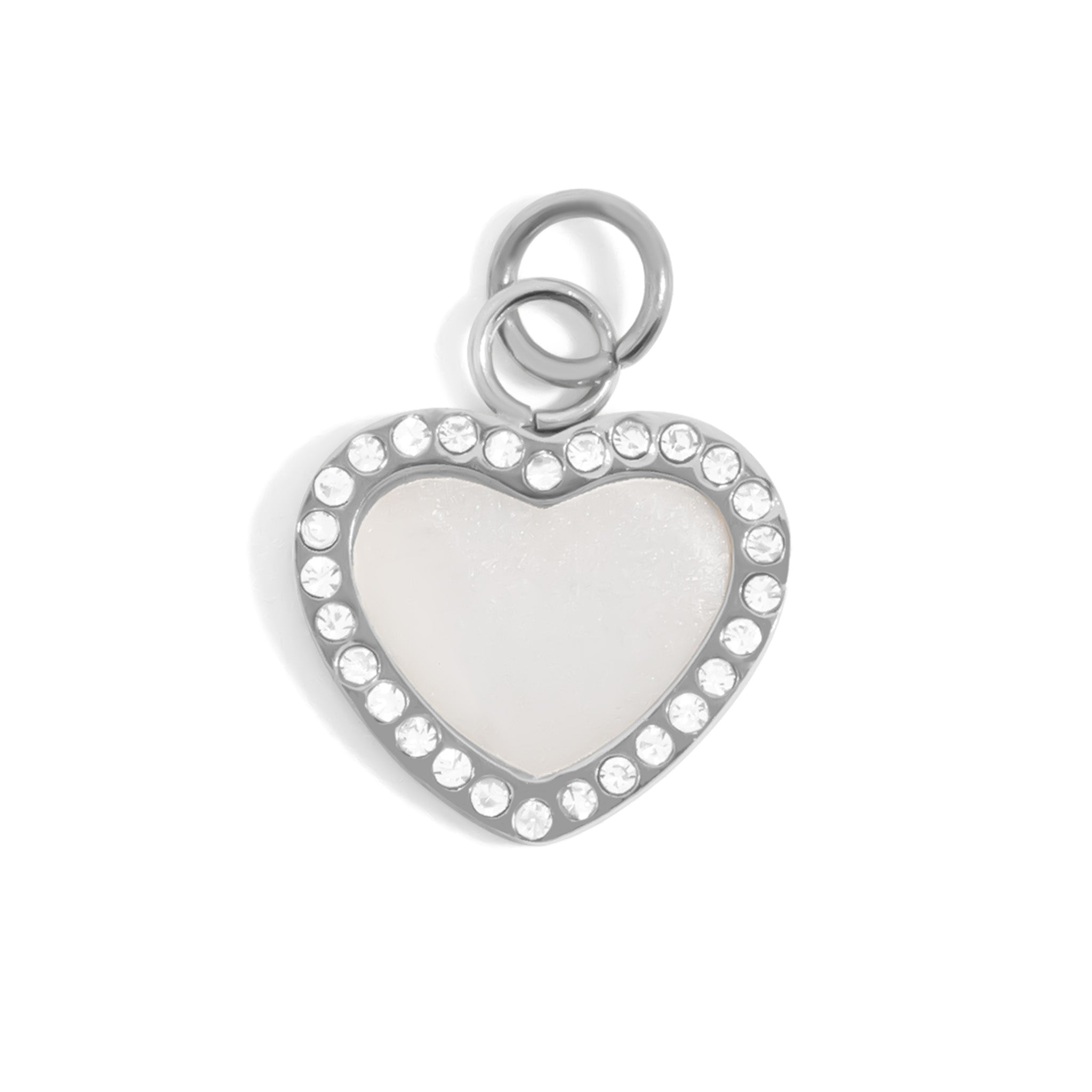 18K Gold PVD Stainless Steel Pearl Heart Charm