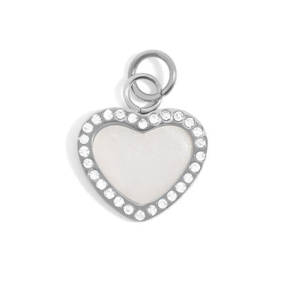 18K Gold PVD Stainless Steel Pearl Heart Charm