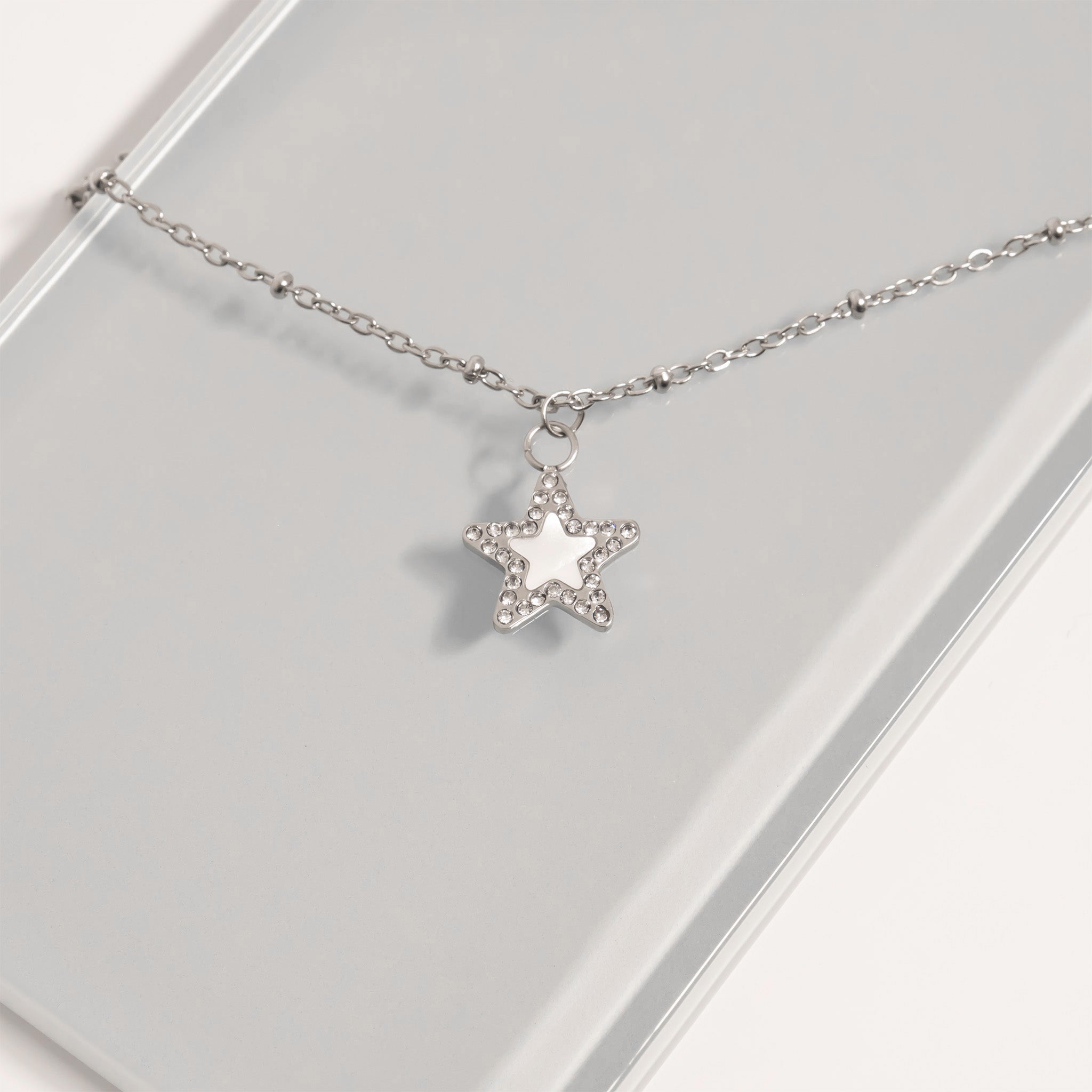 18K Gold PVD Stainless Steel Pearl Star Charm