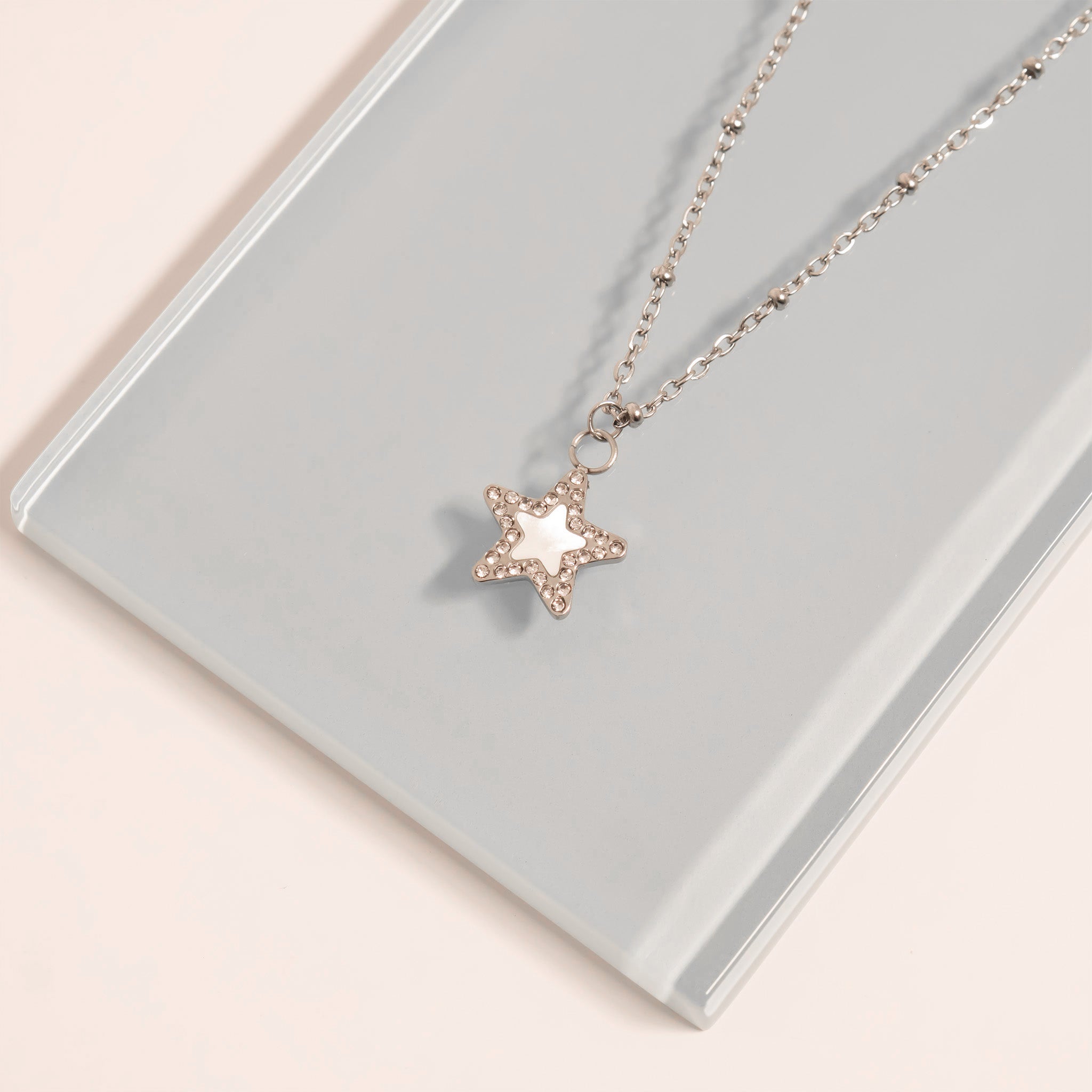 18K Gold PVD Stainless Steel Pearl Star Charm