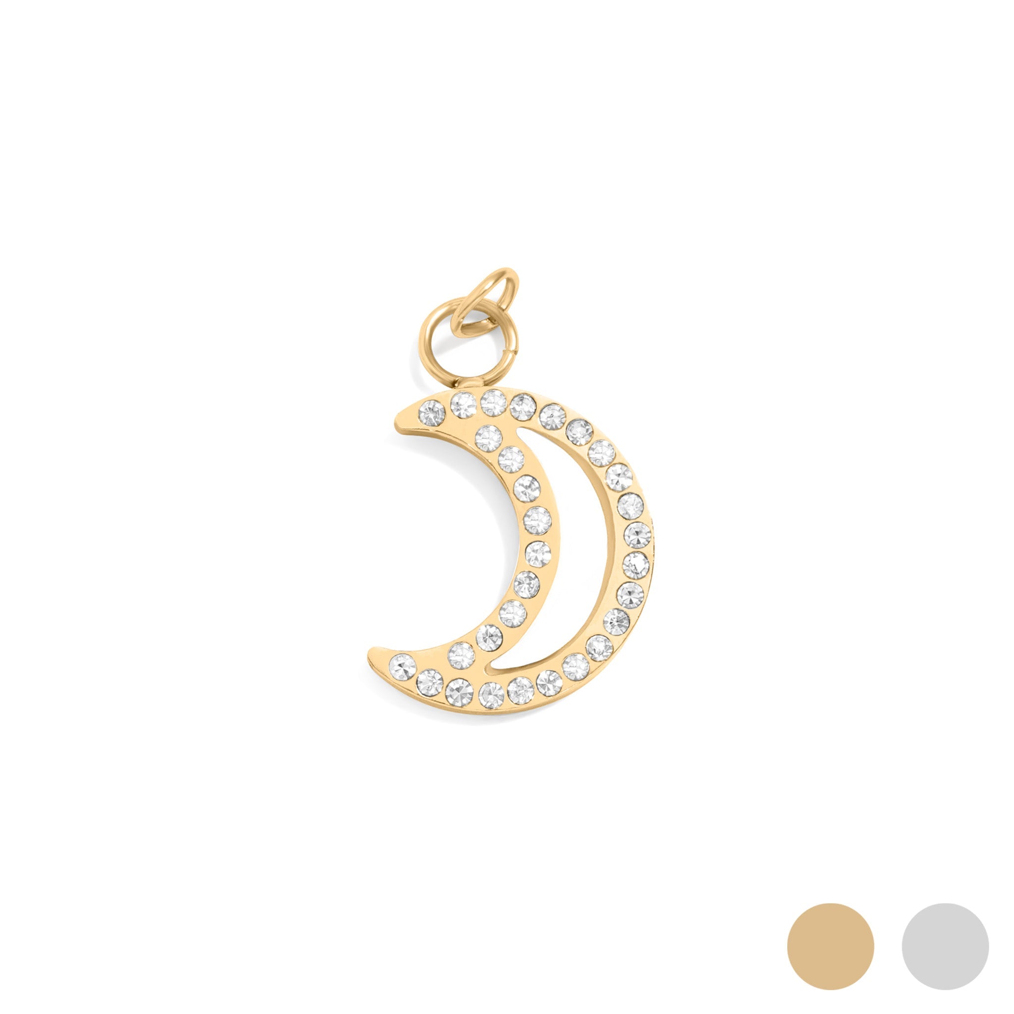 18K Gold PVD Stainless Steel Pearl Moon Charm