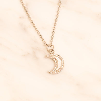 18K Gold PVD Stainless Steel Pearl Moon Charm