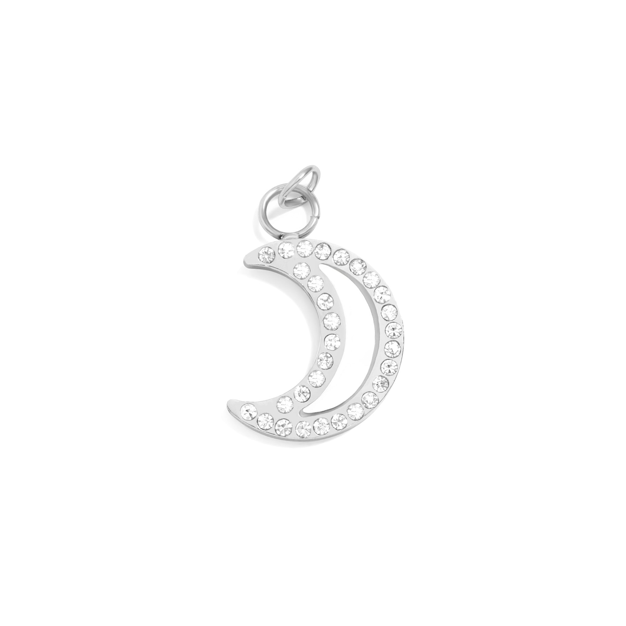 18K Gold PVD Stainless Steel Pearl Moon Charm