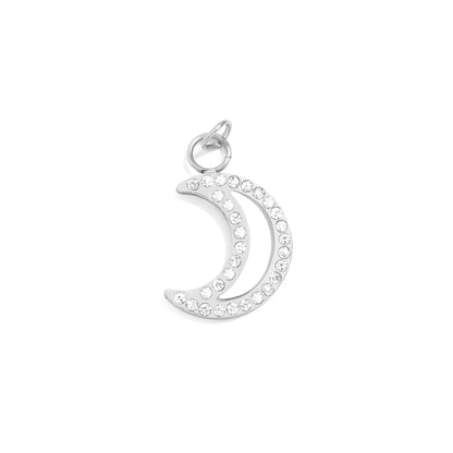 18K Gold PVD Stainless Steel Pearl Moon Charm