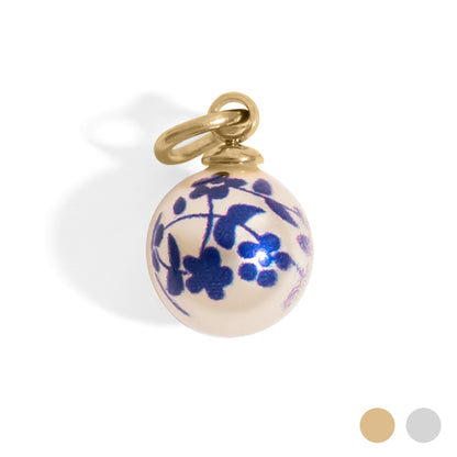 18K Gold PVD Stainless Steel Floral Printed Pearl