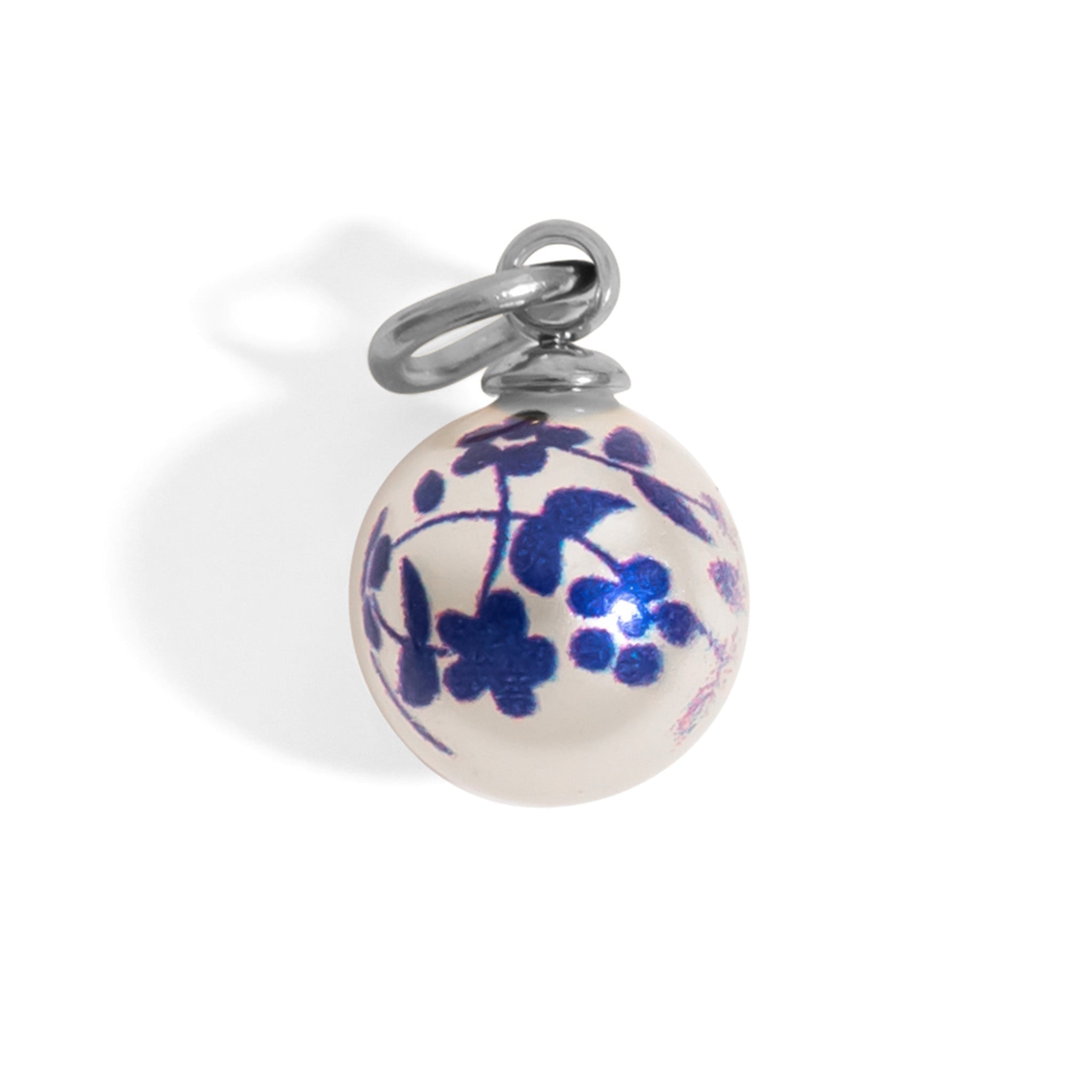 18K Gold PVD Stainless Steel Floral Printed Pearl