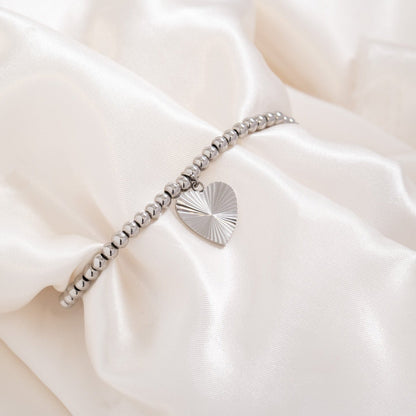 18K Gold PVD Stainless Steel Sunburst Heart Charm