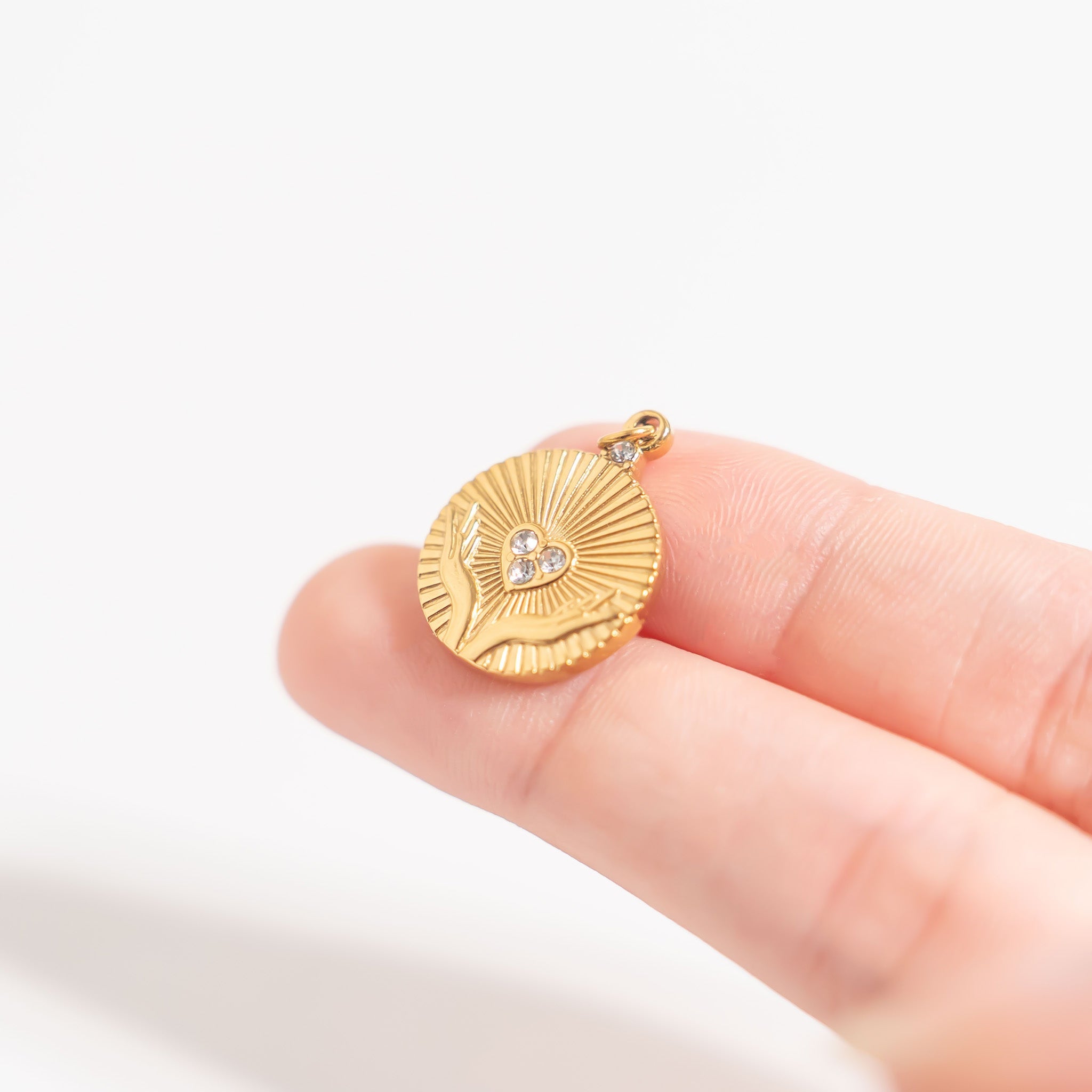 18K Gold PVD Stainless Steel Open Hands Pendant