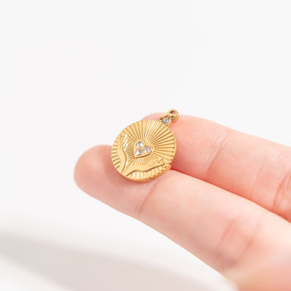 18K Gold PVD Stainless Steel Open Hands Pendant