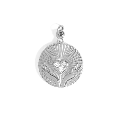 18K Gold PVD Stainless Steel Open Hands Pendant