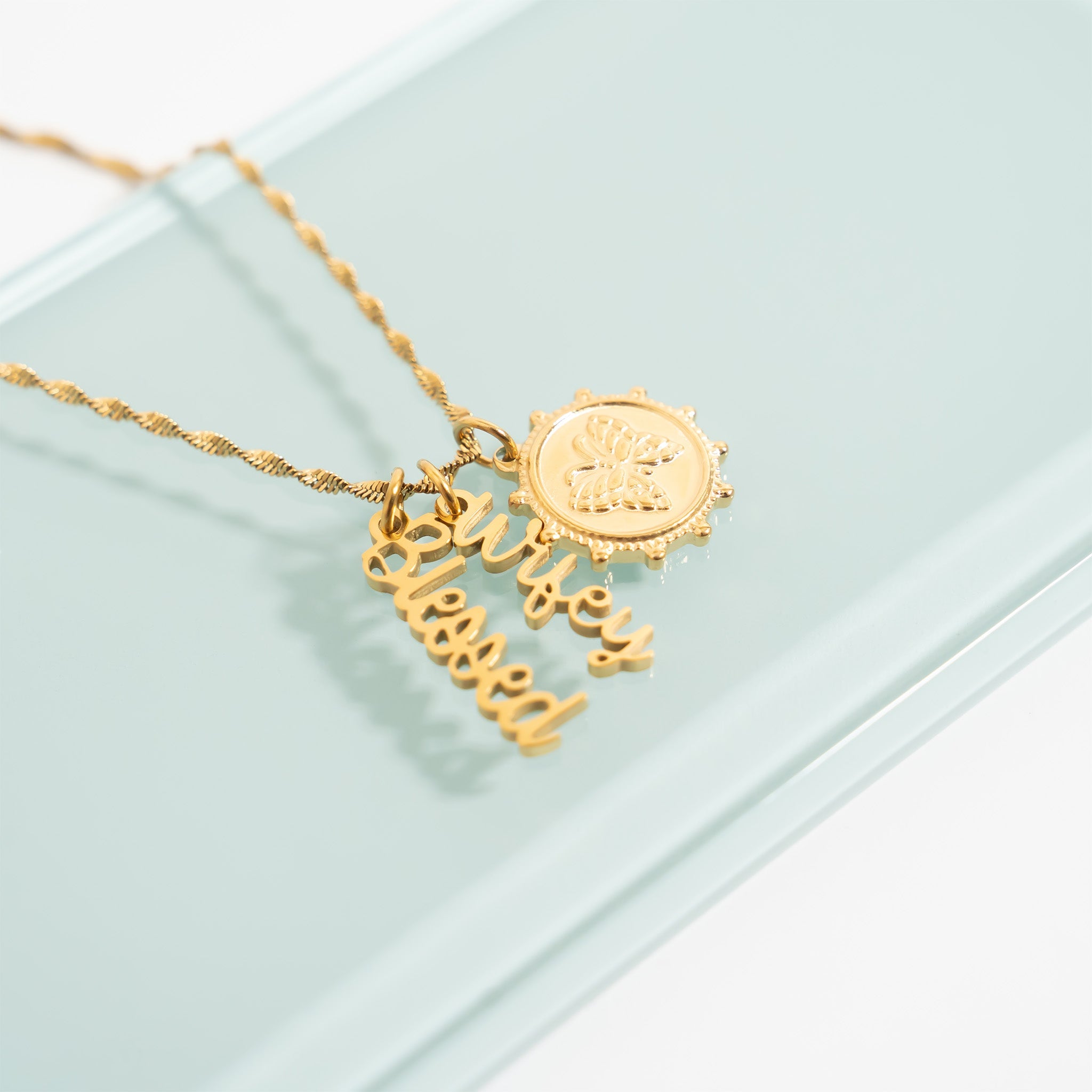 18K Gold PVD Stainless Steel Blessed Charm