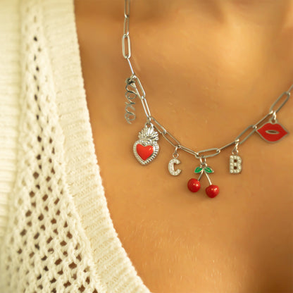 18K Gold PVD Stainless Steel Lips Charm