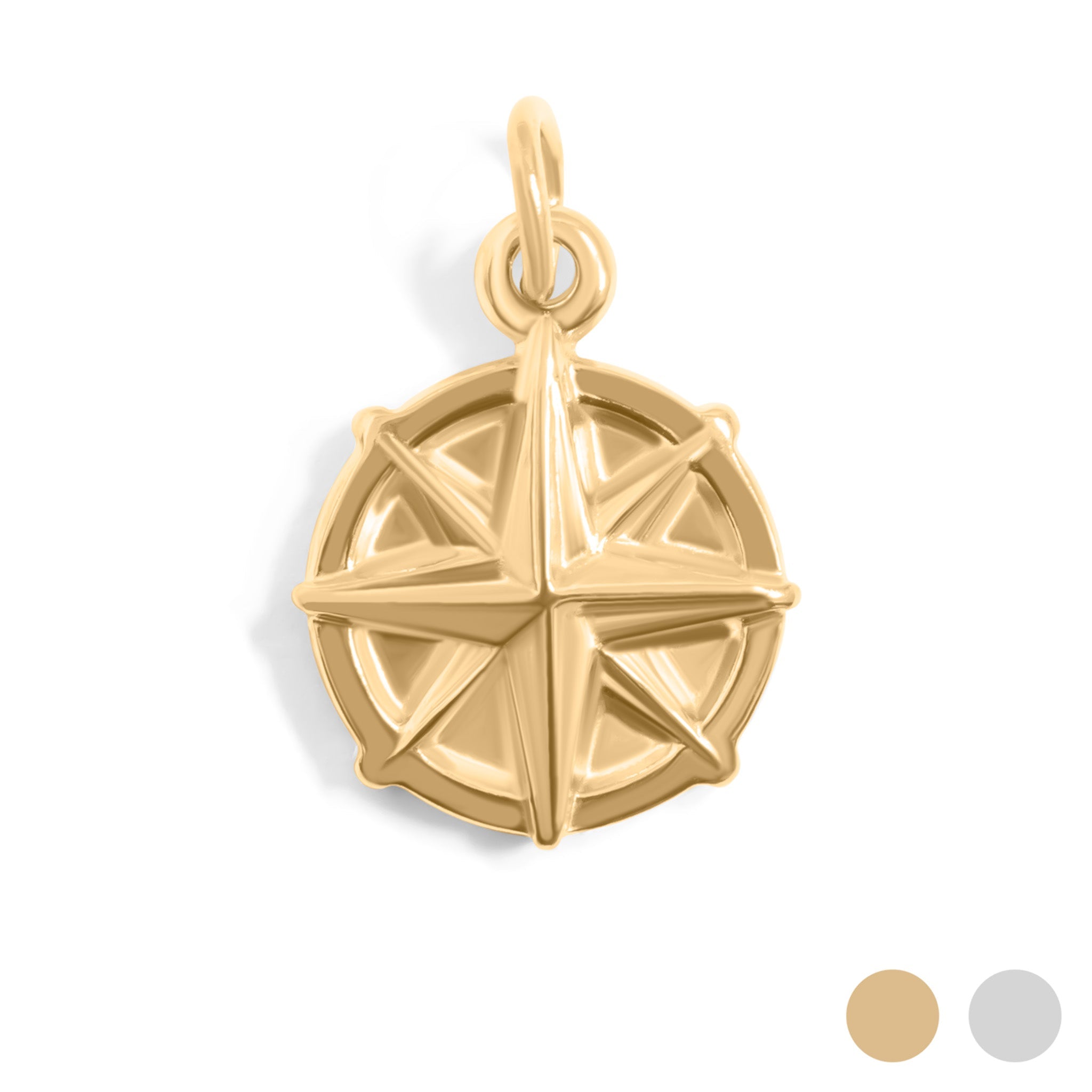 18K Gold PVD Stainless Steel Compass Charm