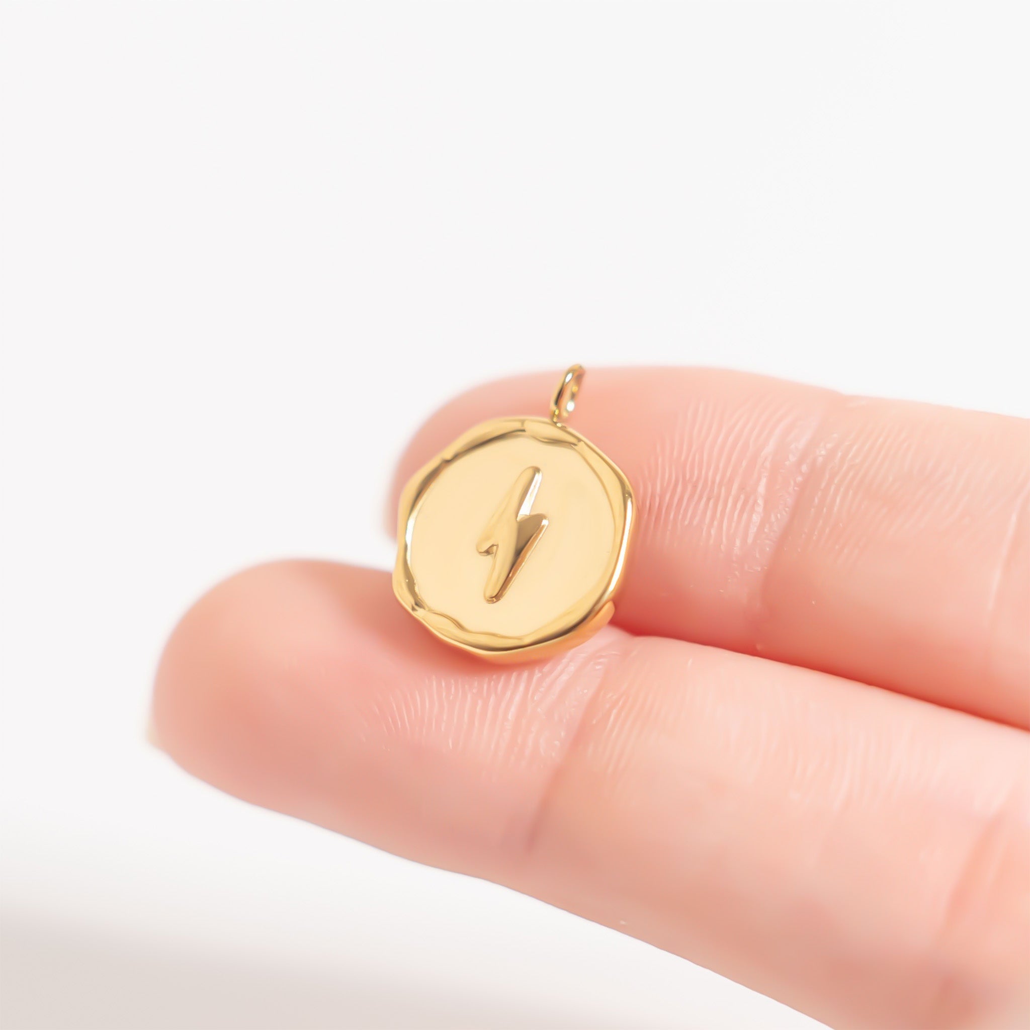 18K Gold PVD Stainless Steel Lightning Bolt Pendant