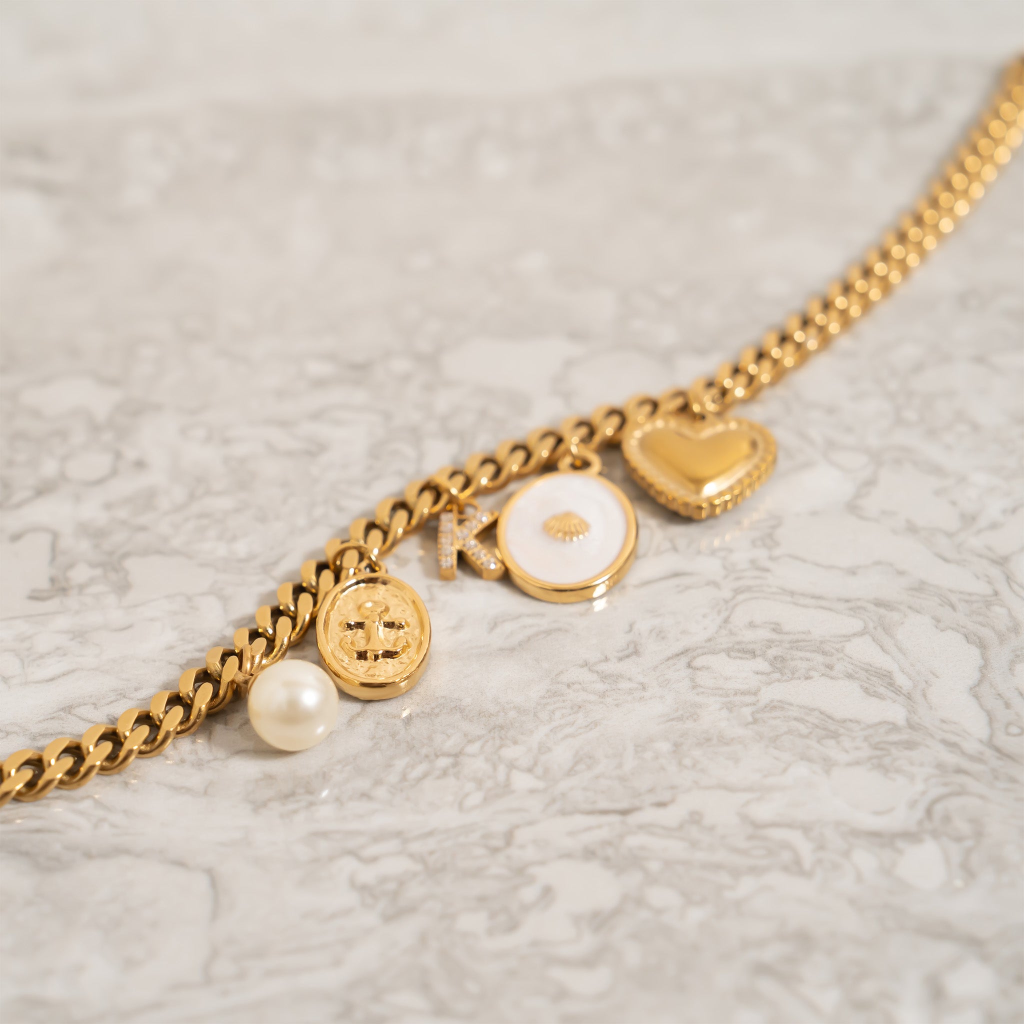 18K Gold PVD Stainless Steel Anchor Pendant