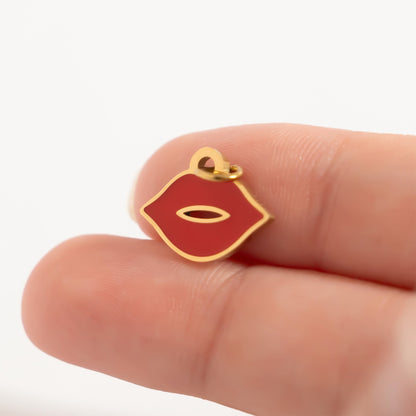 18K Gold PVD Stainless Steel Lips Charm