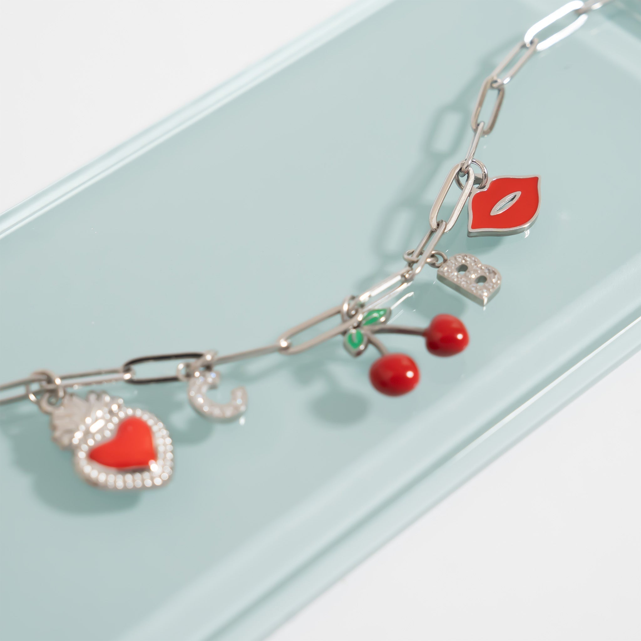 18K Gold PVD Stainless Steel Lips Charm