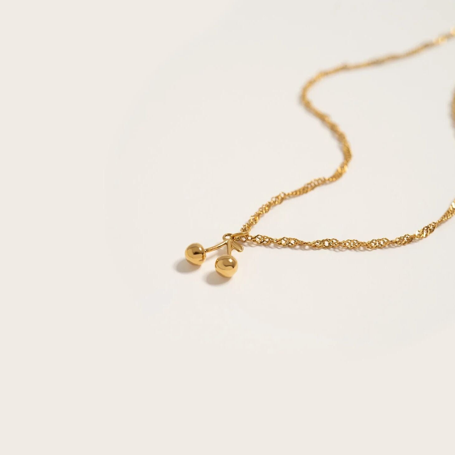 18K Gold PVD Stainless Steel Cherry Charm