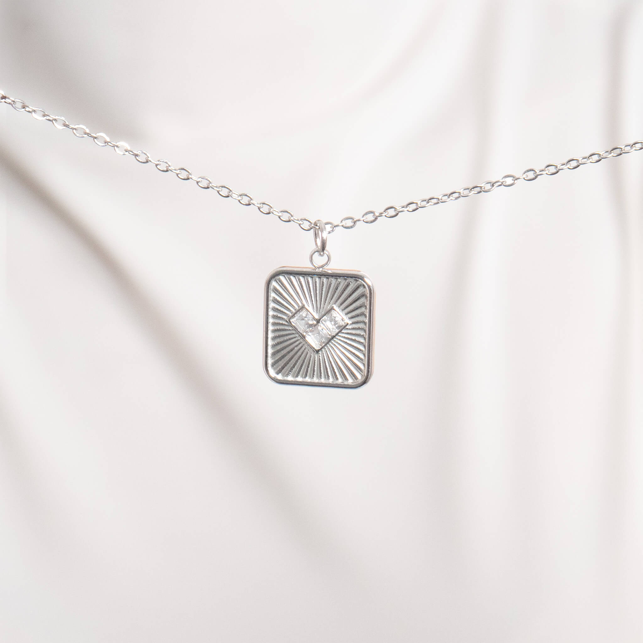 18K Gold PVD Stainless Steel Stone Heart Pendant