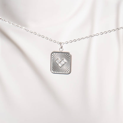 18K Gold PVD Stainless Steel Stone Heart Pendant