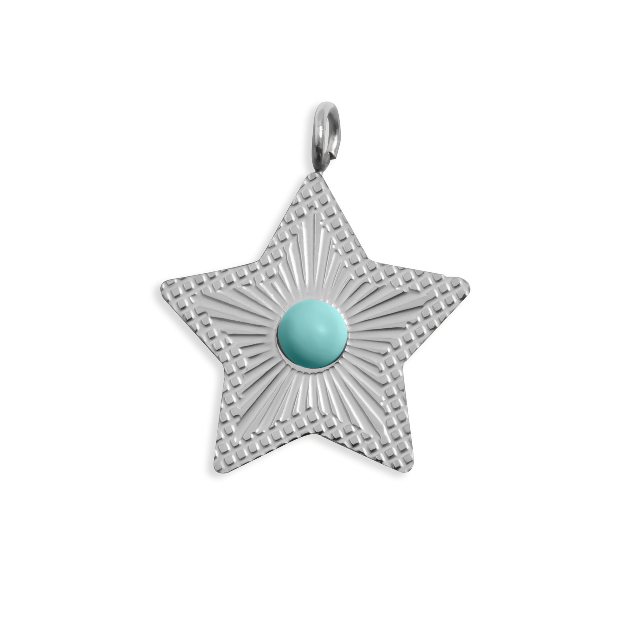 18K Gold PVD Stainless Steel Turquoise Star Charm