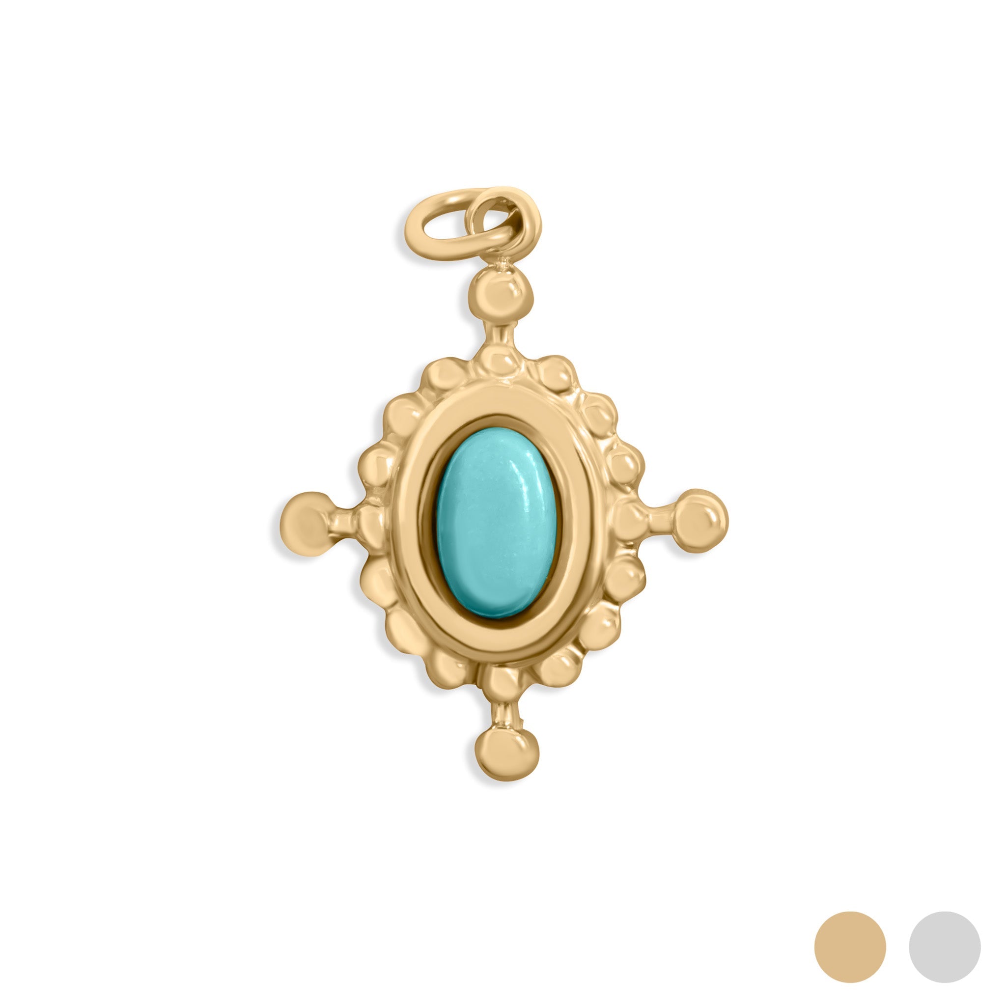 18K Gold PVD Stainless Steel Turquoise Compass Charm