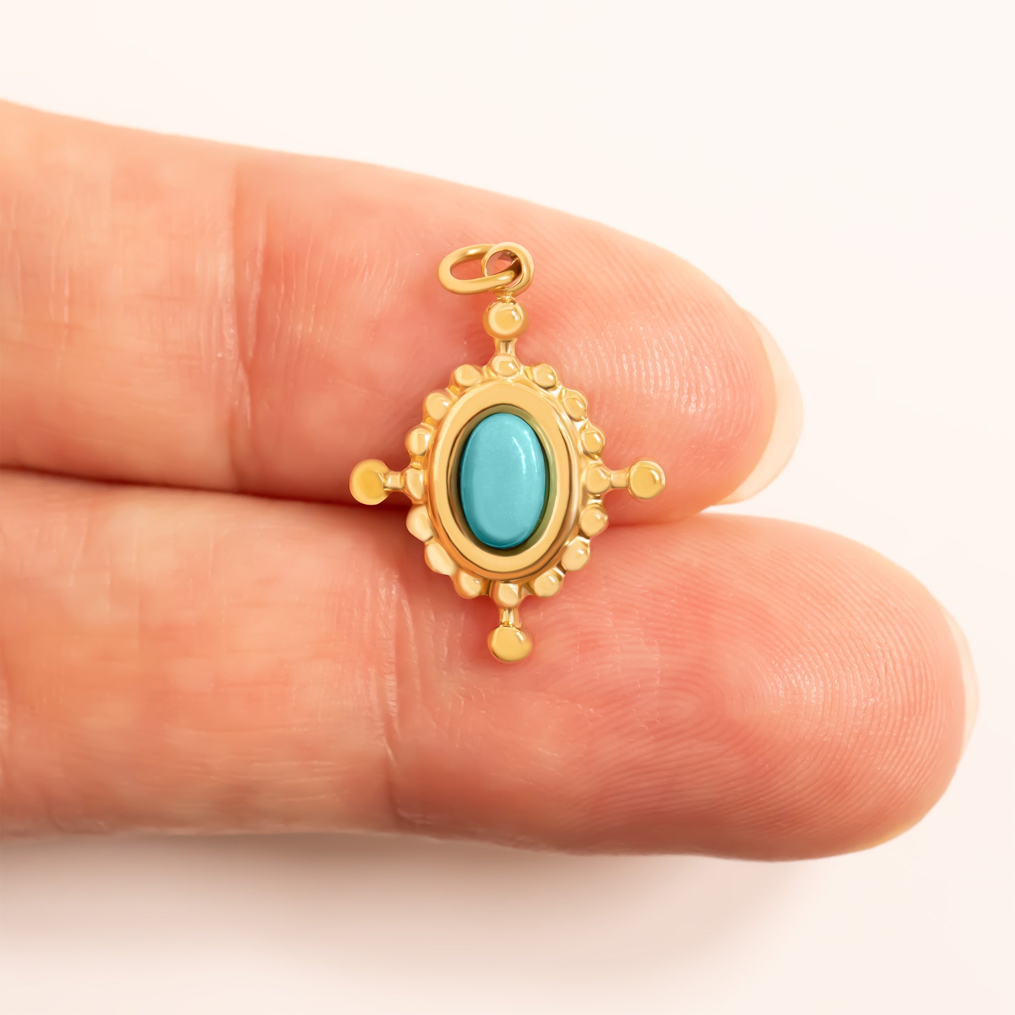 18K Gold PVD Stainless Steel Turquoise Compass Charm