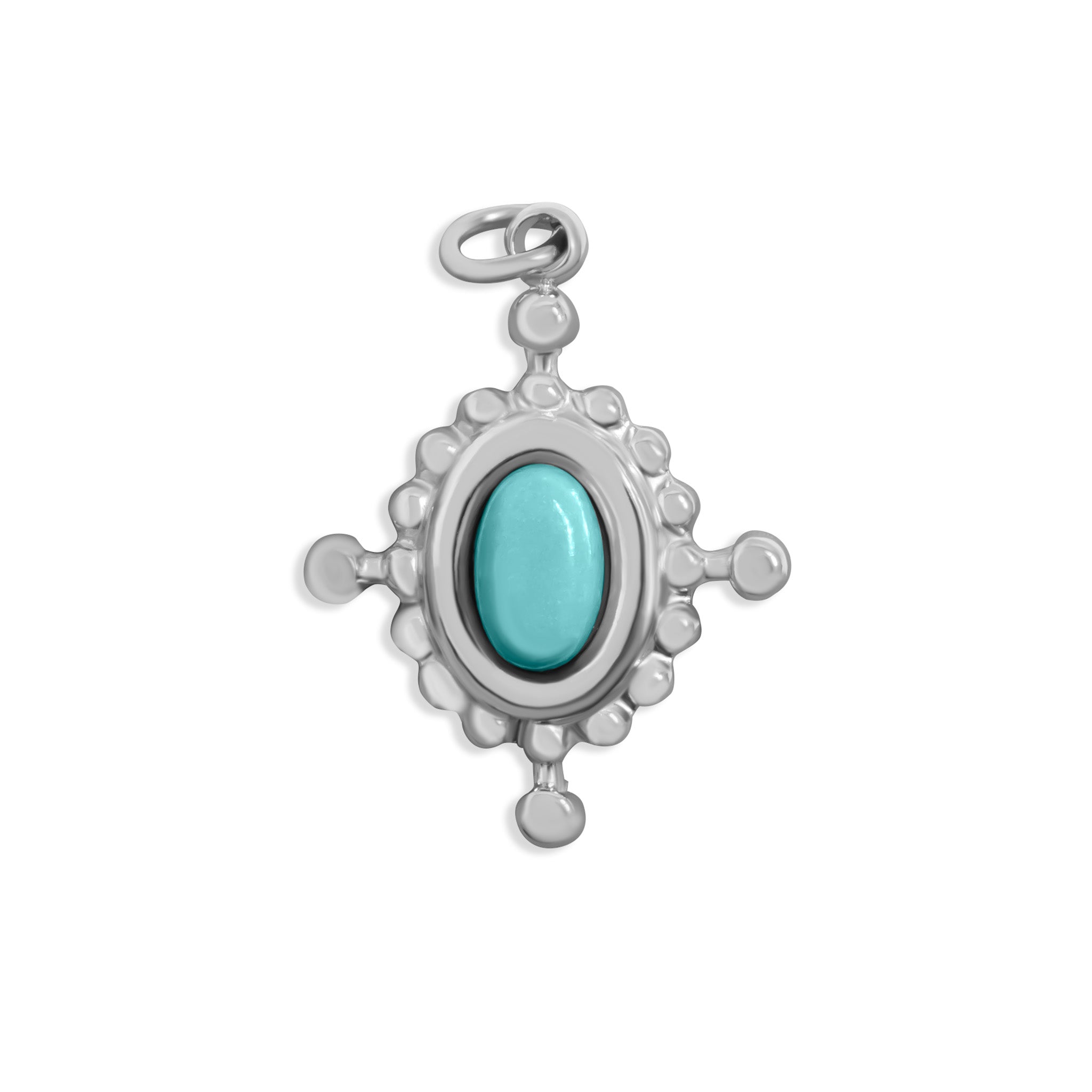 18K Gold PVD Stainless Steel Turquoise Compass Charm