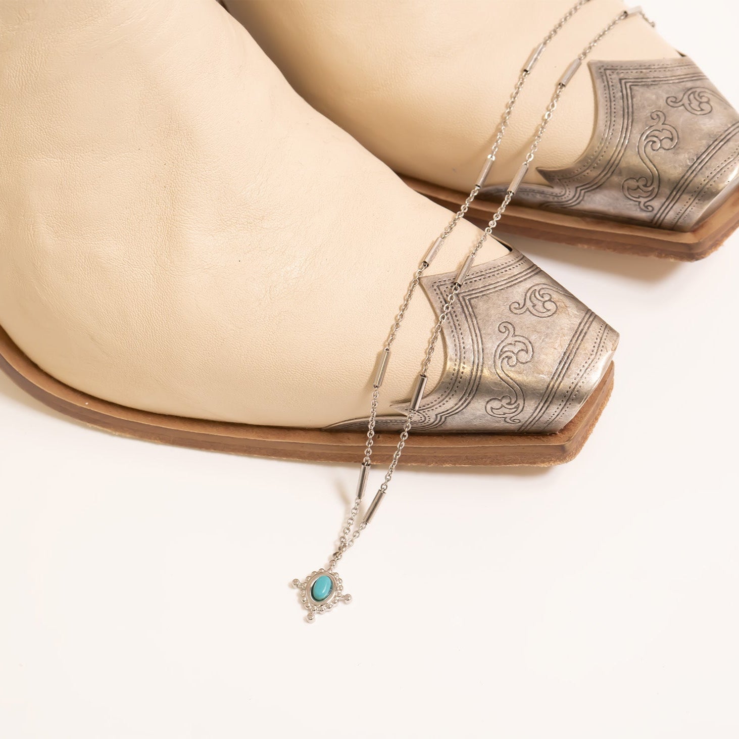 18K Gold PVD Stainless Steel Turquoise Compass Charm