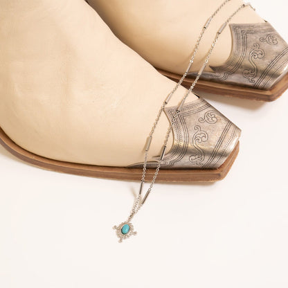 18K Gold PVD Stainless Steel Turquoise Compass Charm