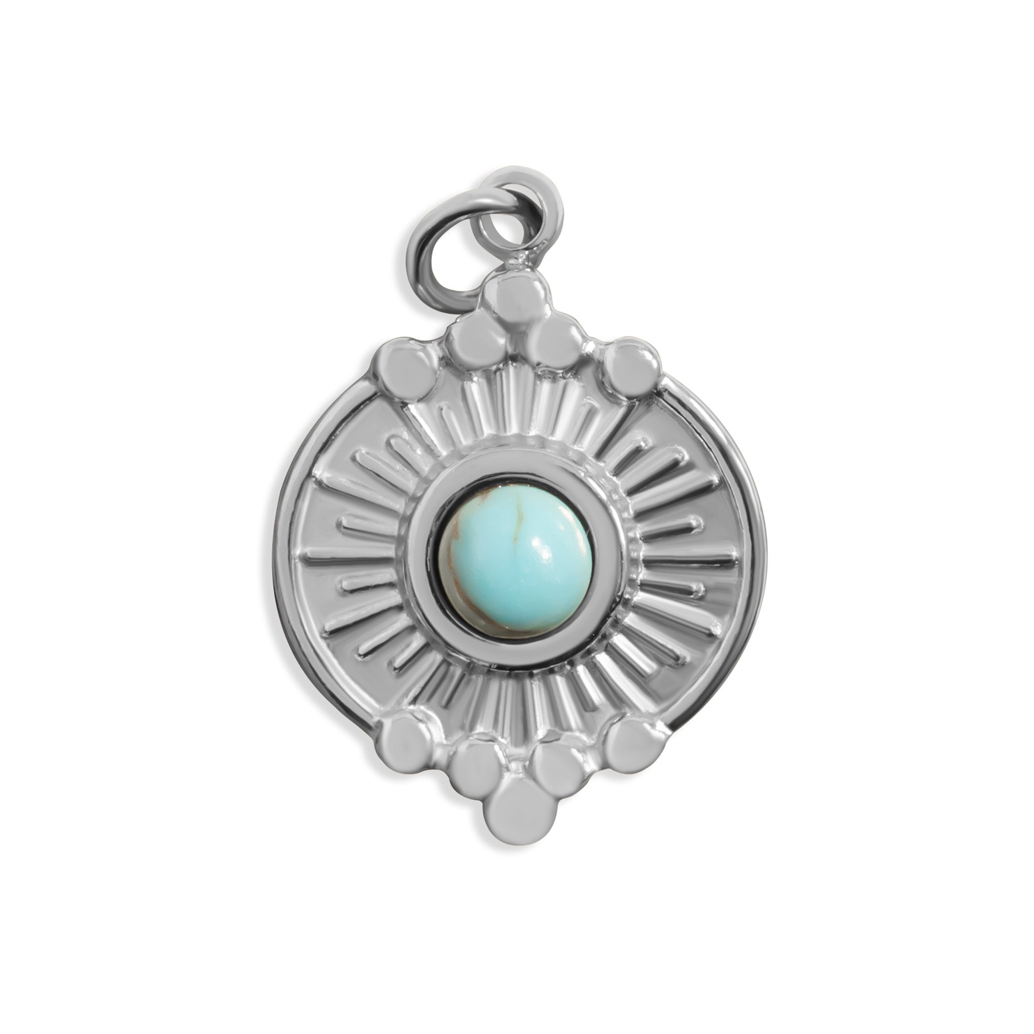 18K Gold PVD Stainless Steel Turquoise Oval Charm